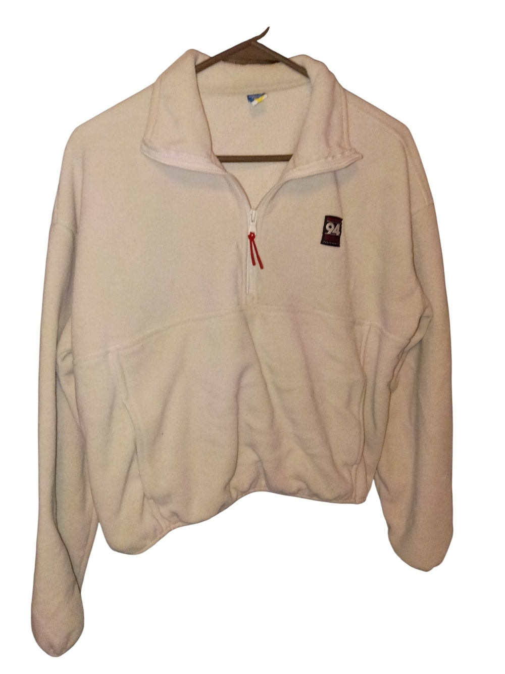 Vintage Style Old Navy Half-Zip Fleece Pullover Cream Color XS Boxy Cropped Fit